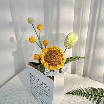 Amazon｜JOMODECOR 手作りヒマワリフラワーカスミソウ かぎ針